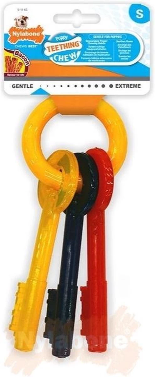 Nylabone Puppy Teething Key Flexible Geel&Blauw&Rood - Hondenspeelgoed - Wolf Tot 16kg - Afbeelding 9