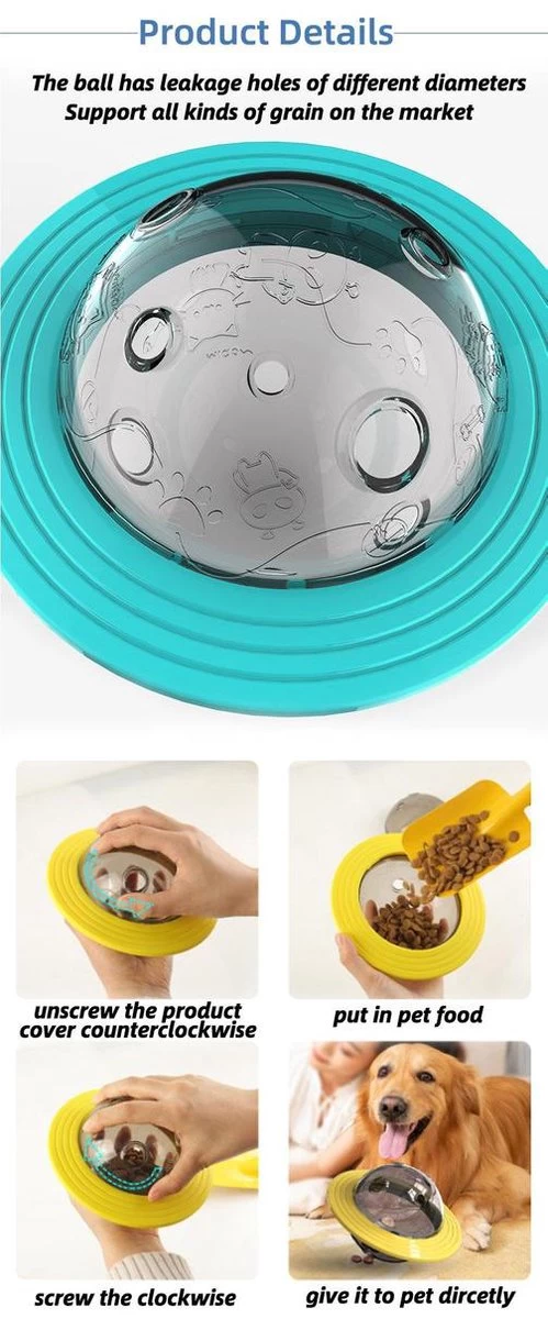 Merkloos Hondenspeeltje UFO Blauw Geschikt Voor Puppy's Tot En Met Grote Honden - Honden Speelgoed - Anti Bijt Speelgoed - Voerbal - Honden Speelgoed Intelligentie - Bijtspeelgoed - Interactieve Hond - Hondenspeeltjes - Traingsbal - Sterk Materiaal - Blauw - Afbeelding 10