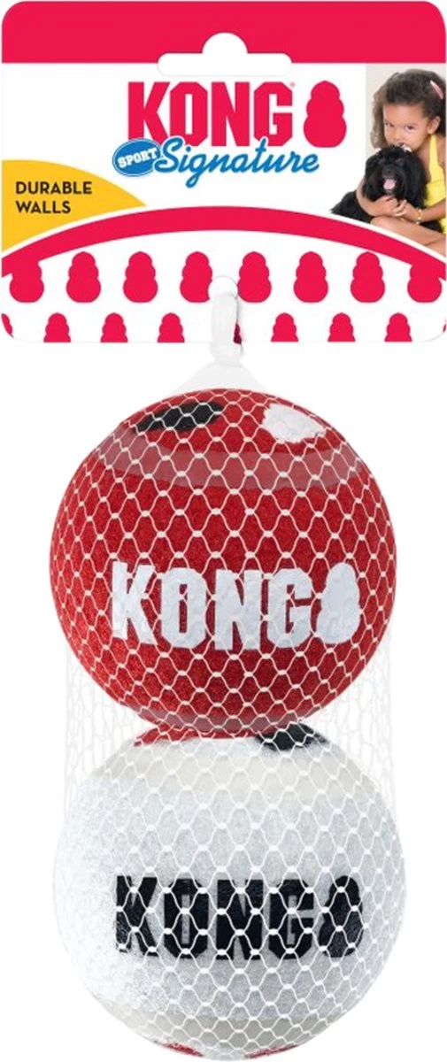 KONG Signature Speelballen M - Steviger Dan Tennisballen - Niet Schurend Materiaal - Speelbal Voor Honden - 3 Stuks