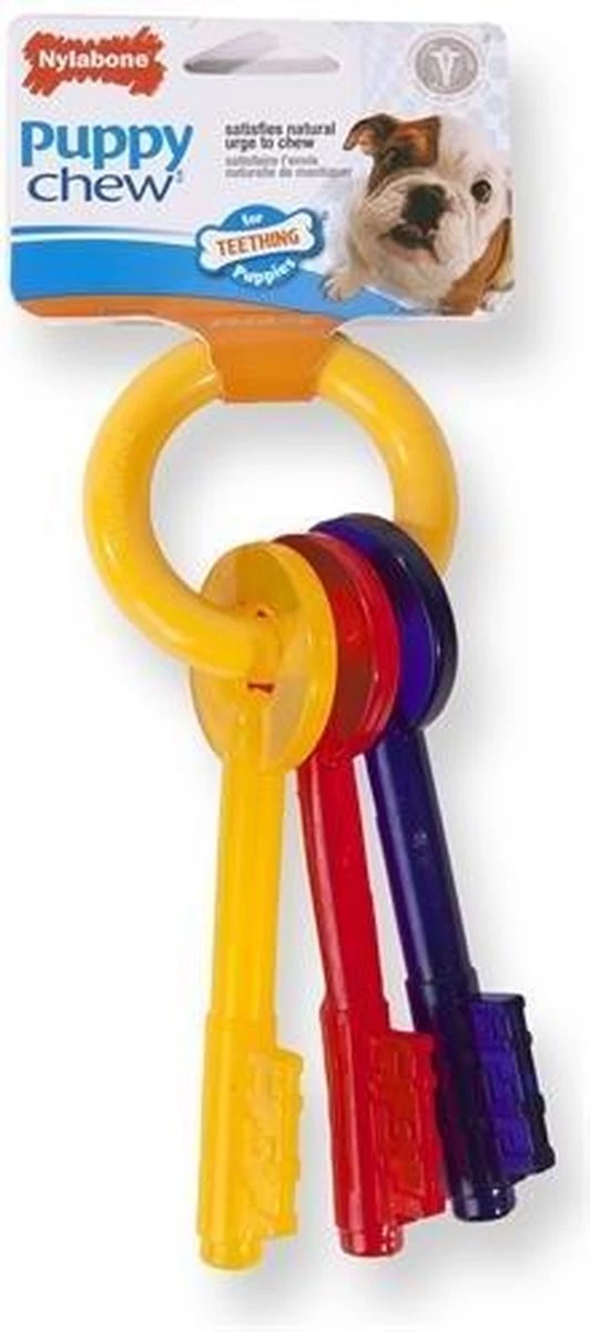 Nylabone Puppy Teething Key Flexible Geel&Blauw&Rood - Hondenspeelgoed - Wolf Tot 16kg - Afbeelding 3