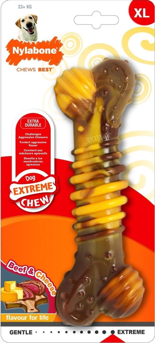 Nylabone Extreme Kauwbot Met Rund- En Kaassmaak - Voor Krachtige Kauwers - In S/M/XL - X-Large