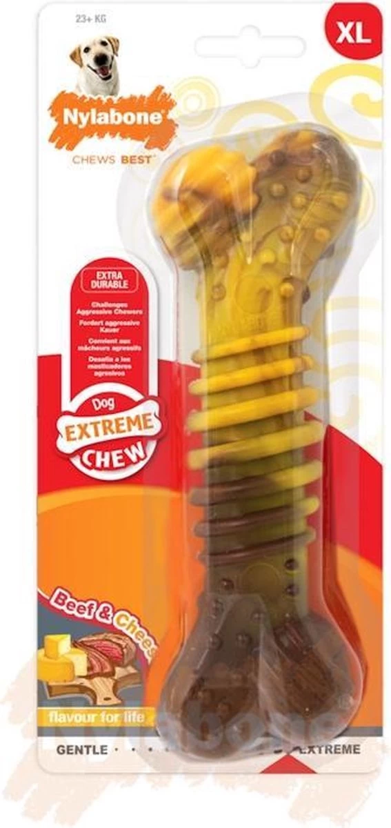 Nylabone Extreme Kauwbot Met Rund- En Kaassmaak - Voor Krachtige Kauwers - In S/M/XL - X-Large - Afbeelding 13