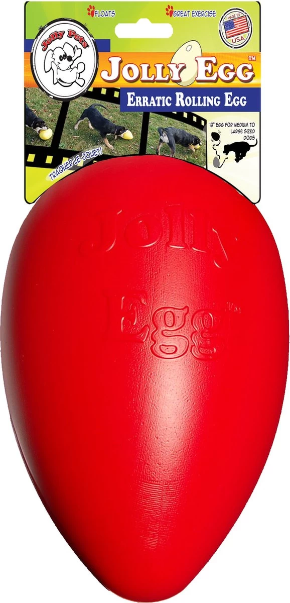 Jolly Pets Jolly Egg Hondenspeelgoed – Stevige Hondenbal – Gemaakt Van Extreem Duurzaam Kunststof – Geschikt Voor De Grotere Hond – Hondenspeeltjes – Weerbestendig - 30cm – Rood - Afbeelding 4
