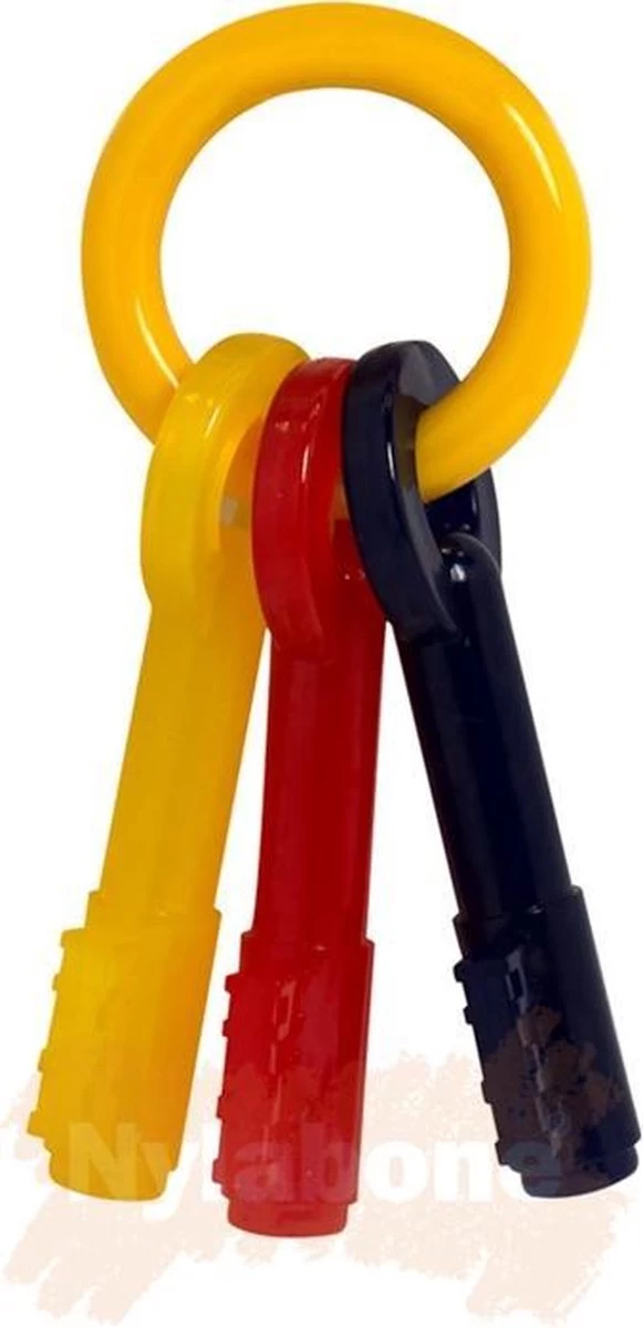 Nylabone Puppy Teething Key Flexible Geel&Blauw&Rood - Hondenspeelgoed - Wolf Tot 16kg - Afbeelding 8