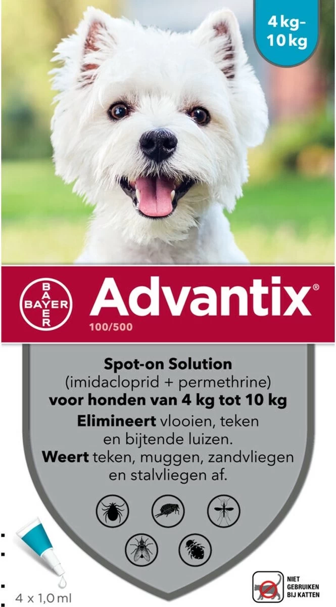 Bayer Advantix Vlooien & Teken Pipetten - Hond 4 Tot 10 Kg - 4 Stuks - Afbeelding 2