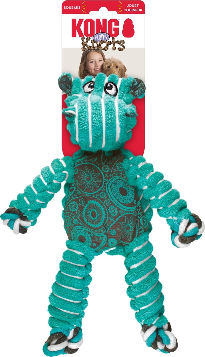 Kong Floppy Knots - M/L - Nijlpaard - Hondenspeelgoed - Groen/ Blauw - 36 X 19 X 8 Cm - Afbeelding 3