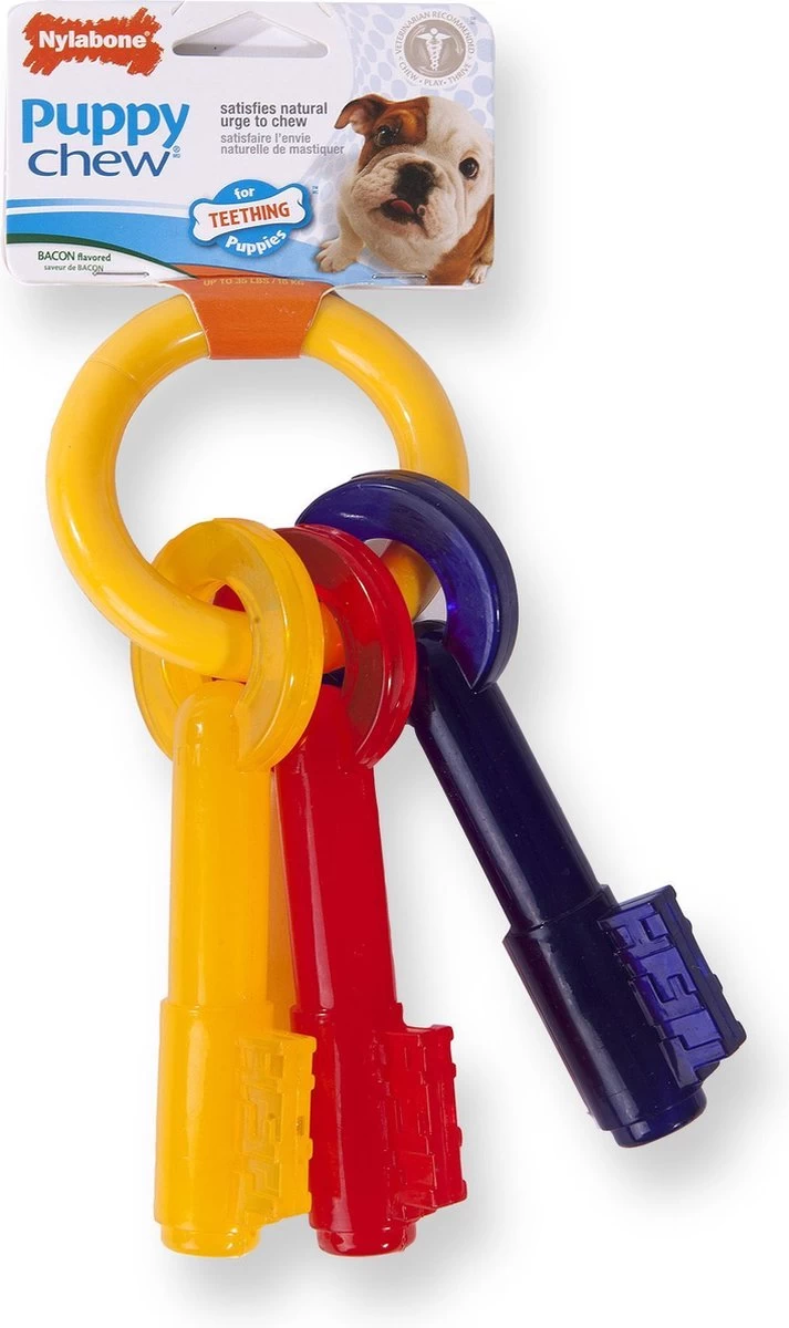 Nylabone Puppy Teething Key Flexible Geel&Blauw&Rood - Hondenspeelgoed - Wolf Tot 16kg - Afbeelding 13