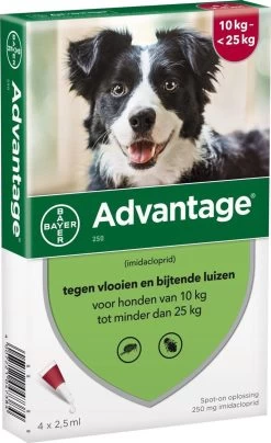 Bayer Advantage 250 Vlooiendruppels Hond 10-25 Kg - 4 Pipetten