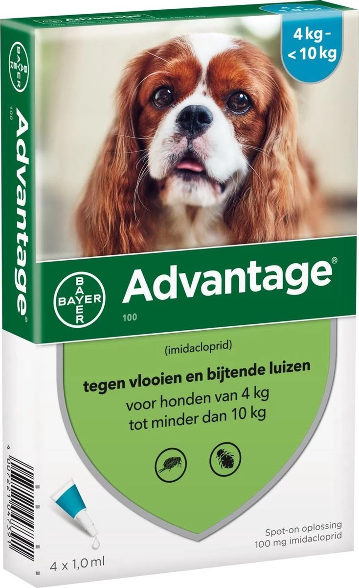Bayer Advantage 100 Hond 4-10 Kg - 4 Pipetten à 1,0 Ml - Afbeelding 2