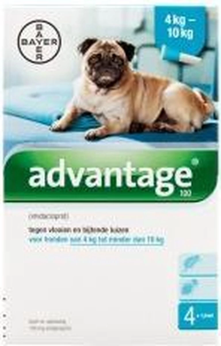 Bayer Advantage 100 Hond 4-10 Kg - 4 Pipetten à 1,0 Ml - Afbeelding 20