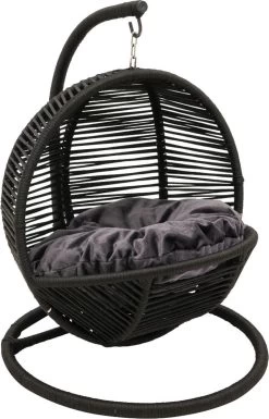 Merkloos Mini Hangstoel Swing Simba Kat / Hond Zwart | Grijze Kussen