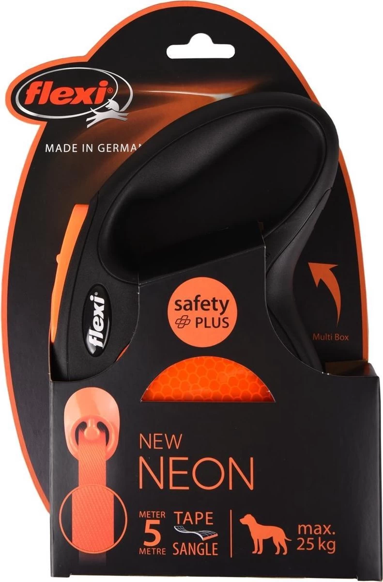 Flexi New Neon Tape - Hondenriem - Zwart/Oranje - M - 5 M - (<25 Kg) - Afbeelding 8
