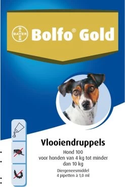 Bayer Bolfo Gold 100 Anti Vlooienmiddel Hond - 4 Tot 10 Kg - 2 Pipetten