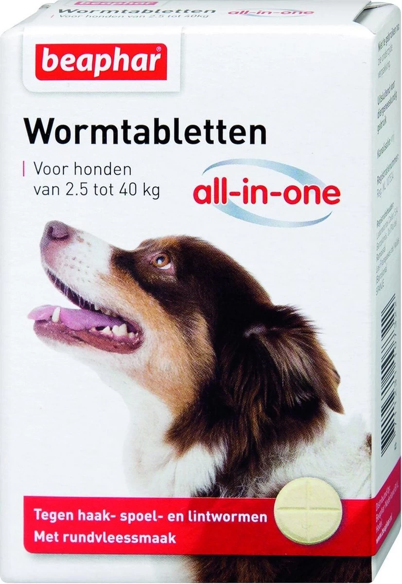Beaphar All In One Ontwormingsmiddel - Hond 2.5-40 Kg - 4 Tabletten - Afbeelding 3