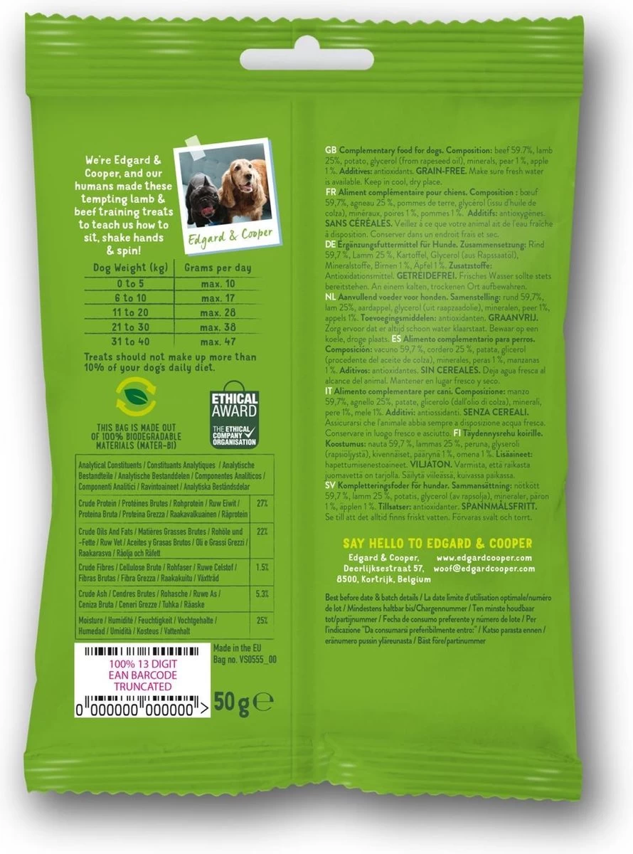 Merkloos Edgard & Cooper Lam & Rund Bites - Voor Honden - Hondensnack - 50g - Afbeelding 4