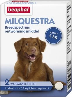 Beaphar Milquestra Ontworming Tabletten Hond 5-50kg 2 Tabletten