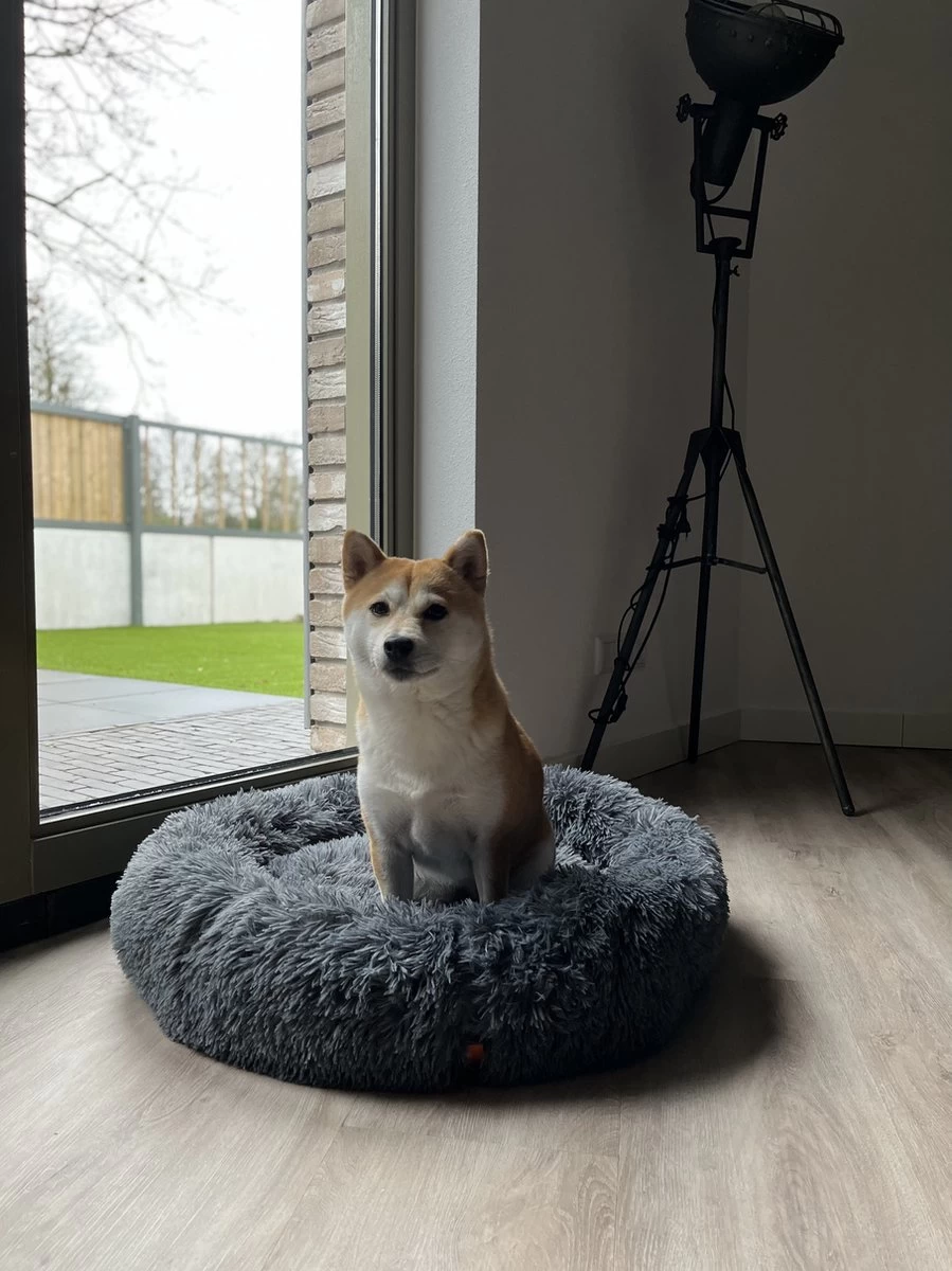 Happysnoots Hondenmand Met Rits - 80cm - Hondenbed - Donut Dog Bed - Fluffy - Grijs - Wasbaar - Afbeelding 8