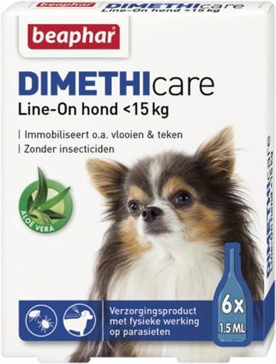 Beaphar Dimethicare Line-on Hond <15 Kg - 6 Pipetten - Afbeelding 2