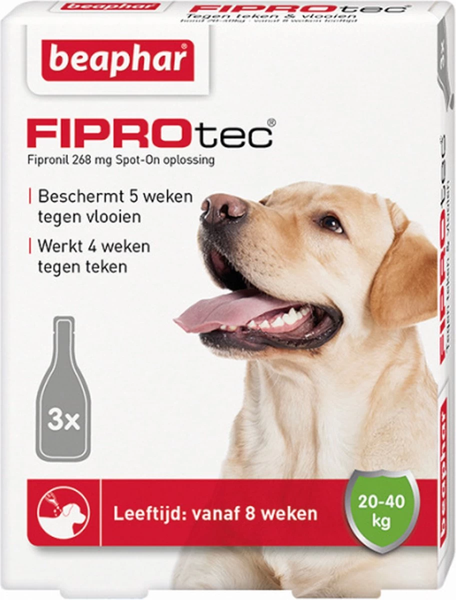 Beaphar Fiprotec Anti Vlooien En Teken Druppels Hond 20 - 40 Kg 3 + 1 Stuks - Afbeelding 8