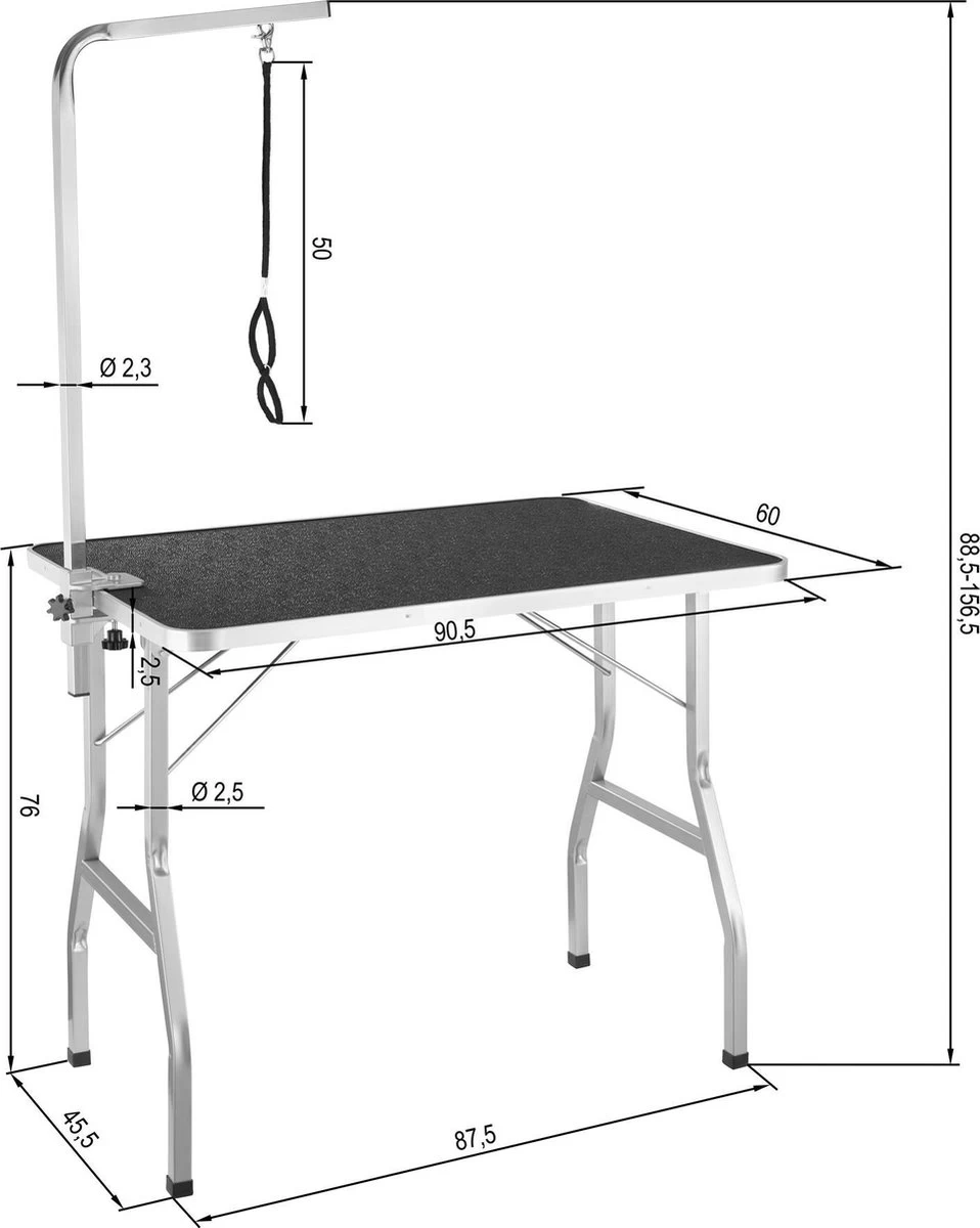 Tectake- Trimtafel Met Lus - Tafelhoogte: 76 Cm - Zwart / Grijs - 402892 - Afbeelding 6