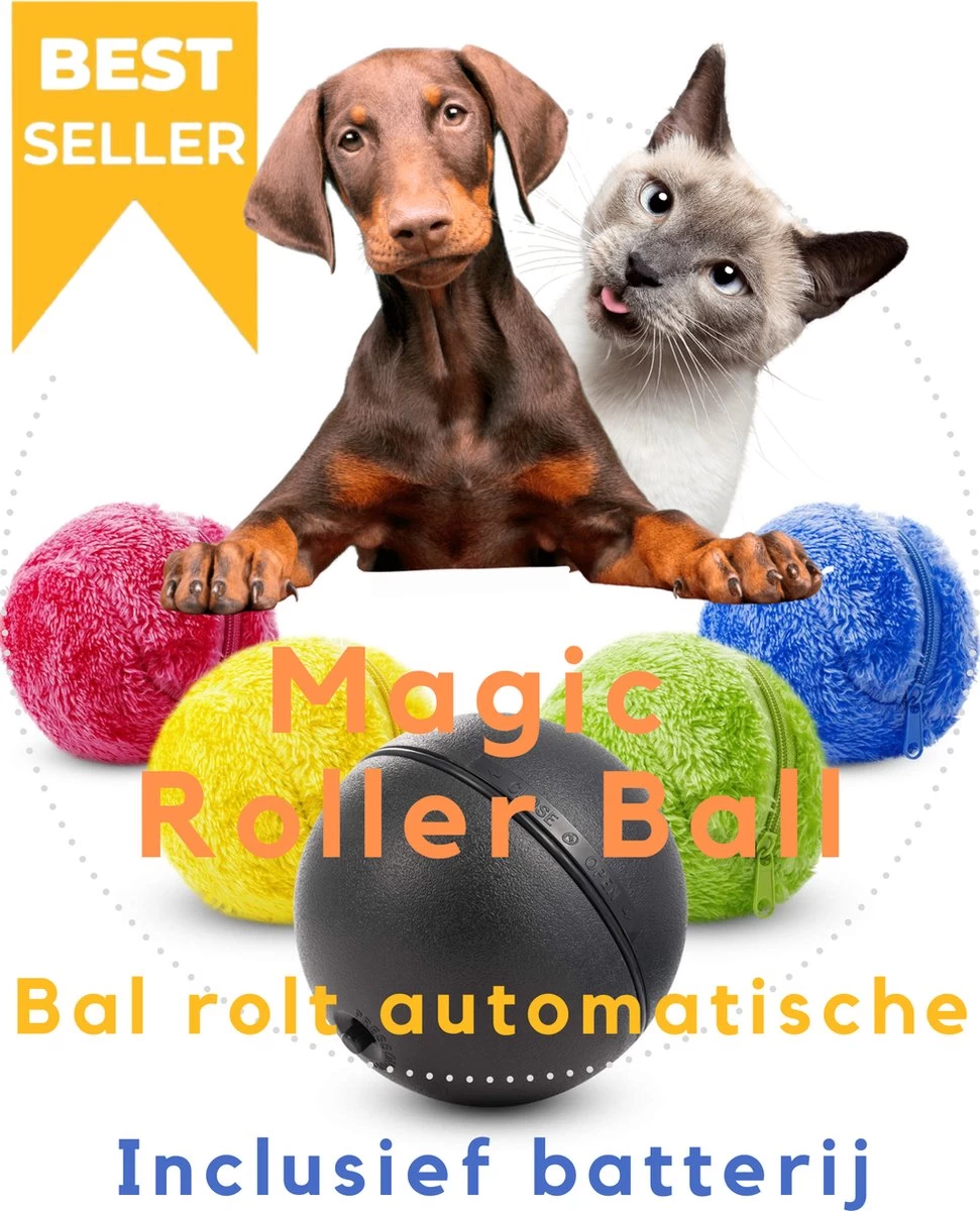 Merkloos Magic Roller Ball – Honden Speelgoed – Kattenspeeltjes - Honden Speeltjes - Kattenspeelgoed - INCLUSIEF BATTERIJ