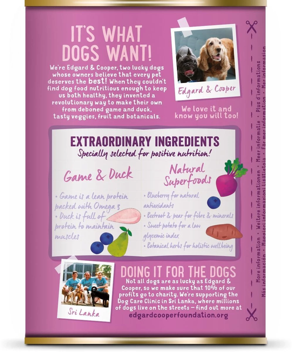 Edgard & Cooper Wild & Eend Blik - Voor Volwassen Honden - Hondenvoer - 12 X 400g - Afbeelding 5